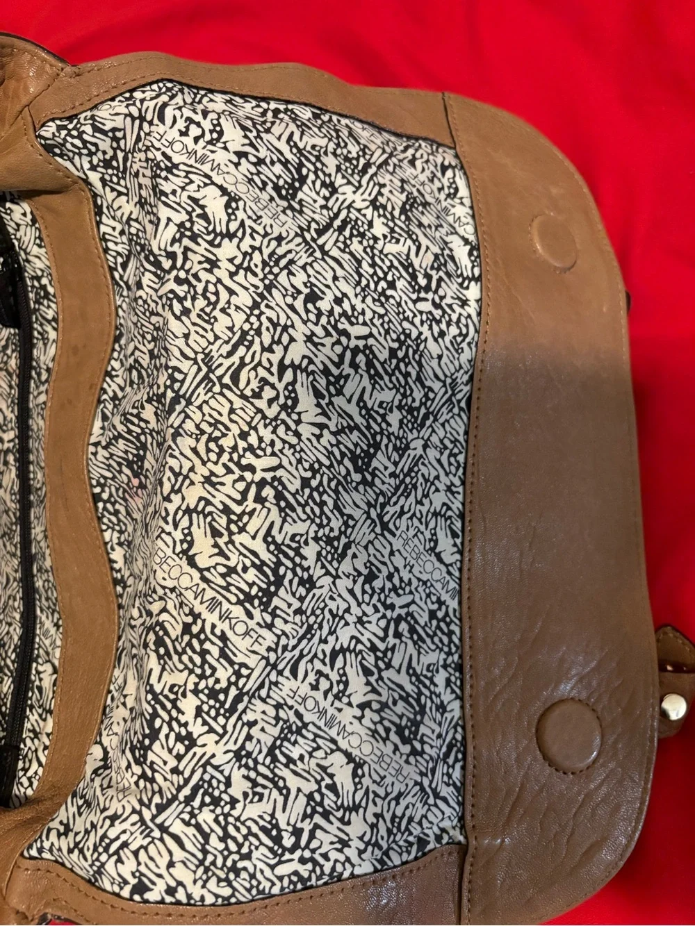 Rebecca Minkoff Textured Taupe Brown Satchel with Stud Accents